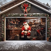 cheap Garage &amp; Door Banners-Christmas Door Decorations Outdoor Garage Door Cover Santa Xmas Door Banner Santa Claus Snowman Large Door Mural Backdrop Decoration forHoliday Home Wall Decorations