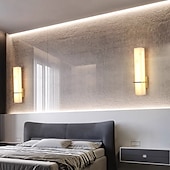 economico Lampade LED da parete-moderno applique da parete in marmo lungo lineare lampada da parete in ottone dorato comodino applique da parete per bagno lampada da trucco bar cablaggio a parete illuminazione per soggiorno sala da