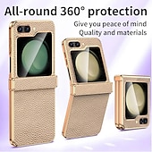 halpa Samsung-kotelot-puhelin Etui Käyttötarkoitus Samsung Galaxy Z Flip 5 Takakuori Iskunkestävä aitoa nahkaa