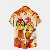 abordables Motif Animal-Noël Homme Motif de flocon de neige Turquie Chemise Chemise boutonnée Manche Courte Décontractées Usage quotidien Sortie Fin de semaine Automne Col rabattu Imprimer Bouton bas Jaune Rouge Bordeaux