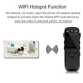 olcso Beltéri IP hálózati kamerák-új mini wifi hotspot testkamera fhd 1080p szerelt kamera kis videó fotórögzítő hordozható klip cam kamera webkamera autó dvr sport dv