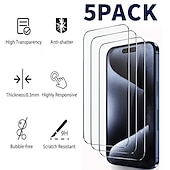 olcso iPhone-képernyővédők-5 db Képernyővédő fólia Kompatibilitás Apple iPhone 16 iPhone 15 Pro Max 14 Plus 13 12 11 Pro Max Edzett üveg 9H erősség Anti-ujjlenyomat Nagyfelbontású (HD) Robbanásbiztos 3D Touch kompatibilis
