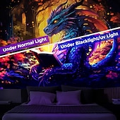Χαμηλού Κόστους Μαύρισμα ταπετσαρία-blacklight ταπετσαρία uv αντιδραστική λάμψη στη σκοτεινή λάμψη πάρτι νέον δράκος βιβλίο ψυχεδελικό trippy ομιχλώδες κρεμαστή ταπισερί τοίχου τοιχογραφία για κρεβατοκάμαρα σαλονιού