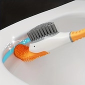 economico spazzolone-Scopino per WC con anatra subacquea, manico lungo in plastica non morta in silicone con base, spazzola morbida per il bagno domestico, spazzola per la pulizia del WC tozzo, prodotti per la pulizia, strumento per la pulizia