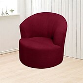 abordables Cubierta de sillón y silla sin brazo-Funda para sillón giratorio de barril de jacquard, funda elástica color burdeos para sillón giratorio, funda para sofá, funda para sillón de club redondo moderno