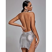 cheap Sexy Costumes-Metallic Sparkle Sexy Body Chain Mini Dress Disco Women&#039;s Carnival New Year Party / Evening Club Beach Adults&#039; Dress
