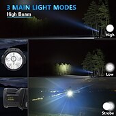 voordelige Zaklampen-oplaadbare led-spotzaklamp met 350 ° draaibare kop, hoge lumen spotlight 9 modi super heldere spotlichten buiten handheld