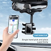 お買い得  キャンプとハイキング-車用電話マウント、360°回転可能&amp;格納式車載電話ホルダーマウント多機能バックミラー電話ホルダー車用調整可能なユニバーサル携帯電話ホルダーすべてのスマートフォンと互換性あり