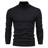 お買い得  男性用プルオーバーセーター-男性用 タートルネックセーター プルオーバーセーター ニットセーター リブ ニット レギュラー ニット 平織り タートルネック 保温 現代コンテンポラリー デイリーウェア お出かけ 衣類 秋 冬 ブラック イエロー S M L
