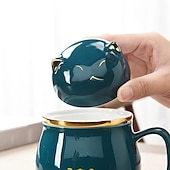 economico Bicchieri-set da tè da viaggio tazza da tè portatile in ceramica gatto fortunato - perfetto per viaggi, ufficio o come regalo!