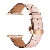 olcso Apple óraszíjak-Kompatibilis valamivel Apple Watch óraszíj 38mm 40mm 41mm 42mm 44mm 45mm 49mm Női Pillangó csat Luxus Valódi bőr Csere óraszíj mert iwatch Ultra 2 Series 9 8 7 SE 6 5 4 3 2 1
