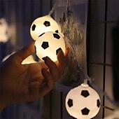 preiswerte Batterie-Lichterketten-LED Fußball Lichterkette EM 1,5m batteriebetrieben Weltmeisterschaft DIY RGB Warmweiß Fußball Lichterkette Bar KTV Club Party Kinderzimmer Dekoration