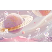 voordelige Behang-3d muurschildering behang zonnestelsel galaxy planet muursticker die print peel en stick verwijderbare pvc/vinyl materiaal zelfklevend/lijm vereist muur decor muurschildering voor woonkamer slaapkamer