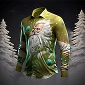 abordables Tenue de Père Noël-père Noël Décontractées Homme Chemise Usage quotidien Sortie Automne hiver Col rabattu manche longue Jaune, bleu marine, Bleu Roi S, M, L Tissu extensible dans les 4 sens Chemise Noël