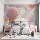 voordelige Behang-3d muurschildering behang zonnestelsel galaxy planet muursticker die print peel en stick verwijderbare pvc/vinyl materiaal zelfklevend/lijm vereist muur decor muurschildering voor woonkamer slaapkamer