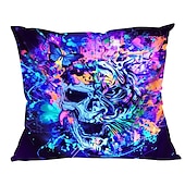 baratos Jogue travesseiros, inserções e capas-Capa de almofadas decorativas com luz negra, 1 peça que brilha no escuro, psicodélica, trippy, macia, quadrada, fronha para quarto, sala de estar, sofá, cadeira