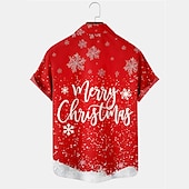 abordables Motif Animal-Noël Homme Motif de flocon de neige Turquie Chemise Chemise boutonnée Manche Courte Décontractées Usage quotidien Sortie Fin de semaine Automne Col rabattu Imprimer Bouton bas Jaune Rouge Bordeaux