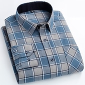 economico camicia da uomo con bottoni-Per uomo Camicia Camicia casual Camicia a quadri Camicia con Bottoni Quadri All&#039;aperto Abbigliamento quotidiano Giallo Blu reale Blu Azzurro cielo Manica Lunga Bavero Autunno &amp; Inverno Abbigliamento