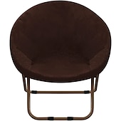 abordables Cubierta de sillón y silla sin brazo-Funda de terciopelo para silla con platillo redondo, fundas para silla Moon, 1 pieza, funda elástica extraíble para silla Moon con parte inferior elástica para sala de estar