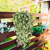 billige Kunstige planter og blomster-4 bunter kunstig lavendel hengende blomsterbukett vinranke hengende planter falsk eføy vinblader til terrasse hjem soverom bryllup innendørs utendørs veggdekor, hjemmedekor, estetisk romdekor