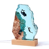  mantor och par dykare harts nattljus sjöjungfru val kontor skrivbord konst ornament skeppsvrak bläckfisk julklapp massivt trä harts nattlampa