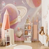 voordelige Behang-3d muurschildering behang zonnestelsel galaxy planet muursticker die print peel en stick verwijderbare pvc/vinyl materiaal zelfklevend/lijm vereist muur decor muurschildering voor woonkamer slaapkamer