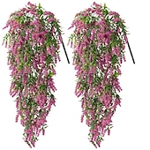 ieftine Flori Artificiale-2/4 pachete de flori artificiale de lavandă agățate, buchet de viță de vie, plante agățate, frunze de iederă artificiale pentru terasă, dormitor, nuntă, decor de perete interior și exterior, decor pentru casă, decor estetic pentru cameră