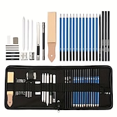 economico pittura, disegno e materiale artistico-bview art Confezione da 32 matite da disegno set kit da disegno professionale con matite per schizzi bastoncini di carbone di grafite in custodia portatile forniture da disegno per studenti artisti
