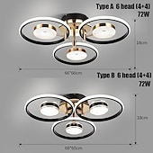 billige Taklamper-led taklys 4/8/12 hode dimbar moderne sirkeldesign taklamper er egnet for innebygd metall akryl sputnik fyrverkeri kronblader led lysarmaturer i stuer og soverom 110-240v