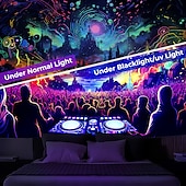 preiswerte Blacklight -Wandteppiche-Schwarzlicht-Wandteppich, UV-reaktiv, leuchtet im Dunkeln, Party, Neon, Trippy, Misty Bar, Konzert, Wandteppich, Wandbild für Wohnzimmer, Schlafzimmer