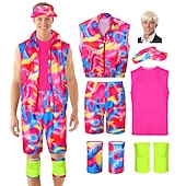 olcso Páros és csoportos jelmezek-film görkorcsolya ruhák baba y2k tehénlány öltöny jumpsuit ruha dögös rózsaszín férfi női pár cosplay jelmez halloween farsangi maskara parókával
