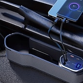 رخيصةأون منظمو السيارات-صندوق تخزين مقعد السيارة مع منفذي USB وواجهة كابلات شحن سريع قابلة للسحب وصندوق تخزين جانبي لوحدة التحكم المركزية للسيارة