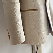 billiga Bröllopsdräkter-Herrarnas bröllopsbal kostymer svart champagne jacquard blommig skräddarsydd passform 2-delad enkelknäppt en-knapp