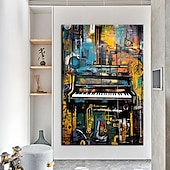 preiswerte Straßenkunst-Hang-Ölgemälde Handgemalte Vertikal Pop-Art Straßenkunst Vintage Modern Fügen Innenrahmen