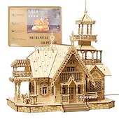 levne Skládačky-3D dřevěné puzzle vila dům královský hrad se světelnou montážní hračkou pro dospělé kutily modelové sady stolní dekorace pro dárek