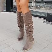 levne Slouch Boots-dámské semišové kozačky nad kolena s huňatým designem – ideální pro podzimní módu, ležérní výlety a outdoorová dobrodružství