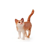 cheap Building Toys-PVC Solid Simulation Pet Cat Model Black And White Cat Stretched Lazily Cat Playing With Cat Tabletop Decoration Small Ornaments
