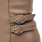 preiswerte Modische Stiefel-Kniehohe Damenstiefel mit Schnallendetail und warmem Plüschfutter – stilvolles Winterschuhwerk für die Freizeit und den Abend