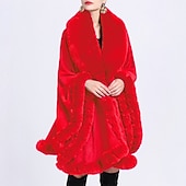 billige Sjaler &amp; Innpakninger-Pelssjal Sjale Sjal til kvinner Elegant Hold Varm Ermeløs Fuskepels Bryllup Wrap Med Ren Farge Til Bryllup Høst vinter