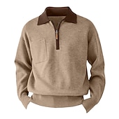 economico maglione pullover da uomo-Per uomo Pullover Maglione Maglioni con zip a un quarto Maglione lavorato a maglia A coste Maglia Standard Lavorato a maglia Fossa Liscio Bavero Tenere al caldo Contemporaneo moderno Da tutti i