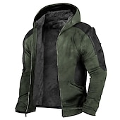 baratos camisolas de lã-Homens Moletom com zíper Full Zip Hoodie Casaco com capuz Jaqueta de suor Fuzzy Sherpa Azul Verde Escuro Marron Com Capuz Bloco de cor Zip Up Desportos e Ar livre Diário Feriado Poliéster Roupa de