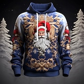 abordables Tenue de Père Noël-Sweat à capuche 3D Père Noël pour homme, motif graphique, mode Père Noël, impression 3D, sport, extérieur, vacances, jaune foncé, rouge, manches longues, capuche, poche avant, printemps&amp;amp;chemise