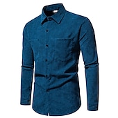 economico camicia da uomo con bottoni-Per uomo Camicia Maglietta informale Camicia di velluto a coste Nero Giallo Rosa Viola Marrone Manica lunga Liscio Bavero Strada Da mare Di base Abbigliamento Di tendenza Comodo