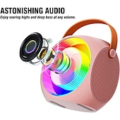halpa Kaiuttimet-mini karaokelaite lapsille kannettava bluetooth karaokekaiutin 2 langattomalla mikrofonilla ja led-valoilla kotibileisiin syntymäpäivälahjoja pojille/tytöille