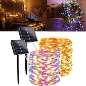 economico Striscie luci ad energia solare-luci solari per esterni – luci fatate in filo di rame impermeabili, 8 modalità, alimentate ad energia solare per patio esterno, cortile, alberi, decorazioni natalizie, per matrimoni e feste in campeggio