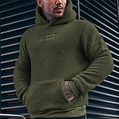 abordables sudaderas de lana-Hombre Sudadera Negro Azul Piscina Verde Oscuro Verde Trébol Con Capucha Plano Deporte Diario Deportes Algodón Design Casual Otoño invierno Ropa Sudaderas con capucha Sudaderas