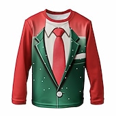 billiga Pojkens 3D Vision &amp; Geometri-Pojkar 3D Fluga Jul T-shirt T-shirt Skjortor Långärmad 3D-tryck Höst Vinter Sport Mode Streetwear Barn 3-12 år 4-12 år Rund hals Utomhus Ledigt Dagligen Normal