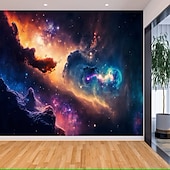 voordelige Behang-3d muurschildering behang zonnestelsel galaxy planet muursticker die print peel en stick verwijderbare pvc/vinyl materiaal zelfklevend/lijm vereist muur decor muurschildering voor woonkamer slaapkamer