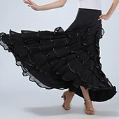 levne Oblečení do tanečního sálu-Standardní tance Sukně Volány Čistá Barva Barevně dělené Dámské Výkon Trénink Vysoký Spandex