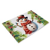 baratos Decoração de Natal-corredor de mesa vermelho, decoração de mesa sazonal em estilo fazenda de férias de inverno